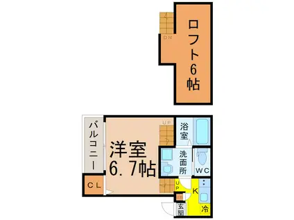 ディアマンテ(1K/1階)の間取り写真