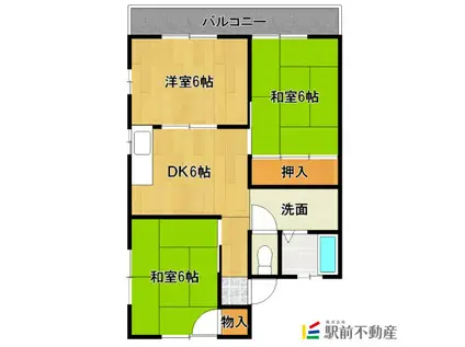 エコール荒木(3DK/1階)の間取り写真