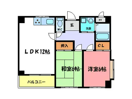 ベイスターズ21(2LDK/3階)の間取り写真