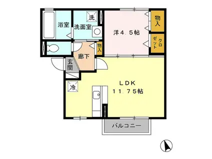 B-LAND(1LDK/2階)の間取り写真