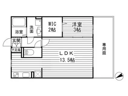 リビングタウン網干 A棟(1LDK/1階)の間取り写真