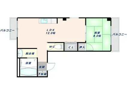 ウイング21(1DK/4階)の間取り写真