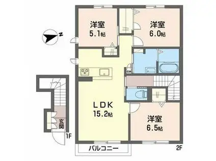 シャーメゾン チーロ(3LDK/2階)の間取り写真