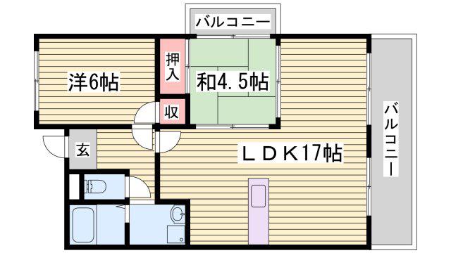 ルークレジデンス姫路II(2LDK/6階)の間取り写真