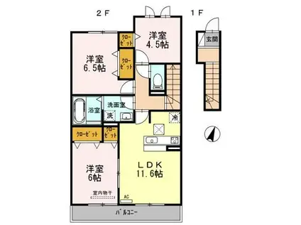 グランドゥール(3LDK/2階)の間取り写真
