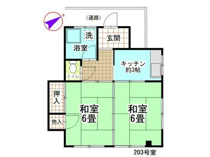 小森ハイツ(2K/2階)の間取り写真