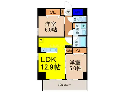 プロシード池下(2LDK/2階)の間取り写真