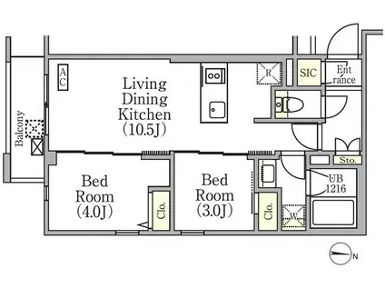 イプセ中野三丁目(2LDK/2階)の間取り写真