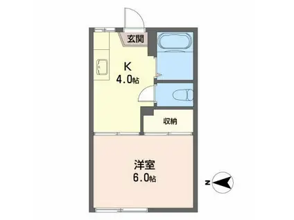 メゾンミモザI(1K/2階)の間取り写真