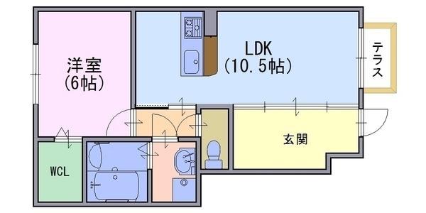 モダンコートウエスト(1LDK/1階)の間取り写真