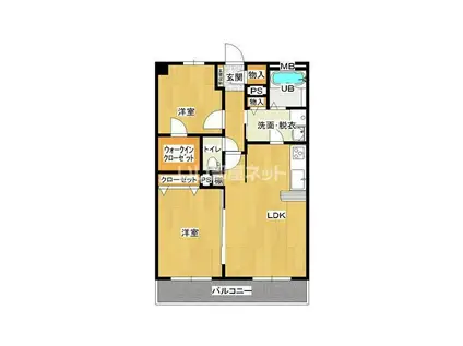 サンパーシモン(2LDK/5階)の間取り写真