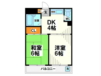 リトルブラウン(2DK/3階)の間取り写真