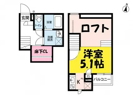 CB春日部ルーチェ(1K/1階)の間取り写真