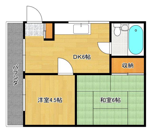 CALM上天満町(2DK/4階)の間取り写真