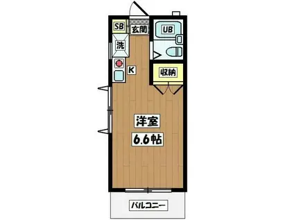 フェリーチェティーエヌ(ワンルーム/2階)の間取り写真