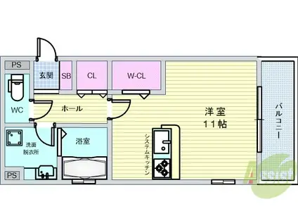 D-ROOM中桜塚(ワンルーム/2階)の間取り写真