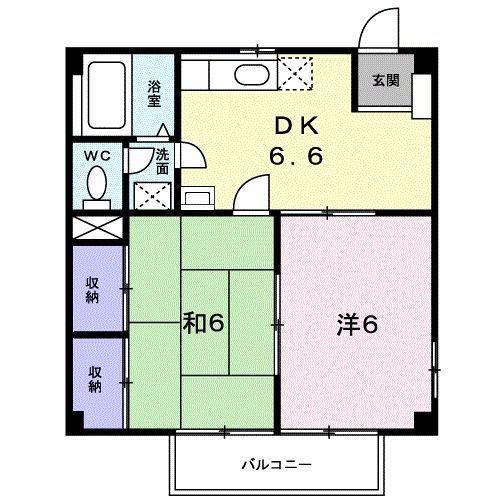 ニューシティ三条B(2DK/2階)の間取り写真