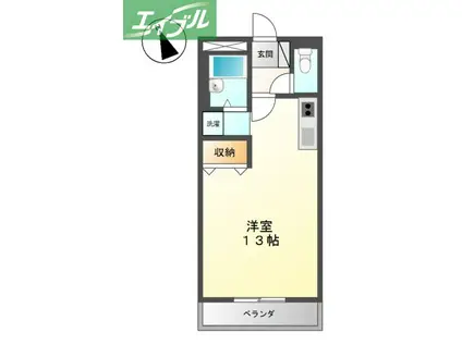 コンフォース亀山I(ワンルーム/1階)の間取り写真