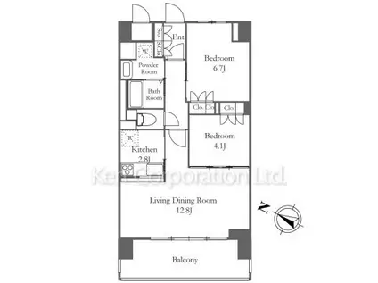 リーラ横浜川和町(2LDK/10階)の間取り写真