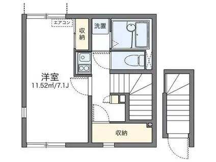 レオネクストカームネス 泉(1K/2階)の間取り写真