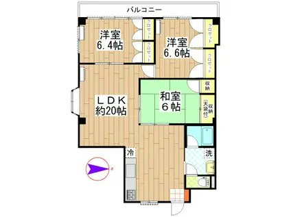 ソレイユマツド(3LDK/3階)の間取り写真
