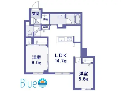 アコルデ弥勒寺(2LDK/1階)の間取り写真