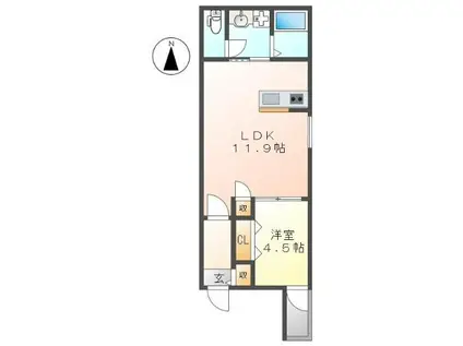 DEVELD千原(1LDK/2階)の間取り写真