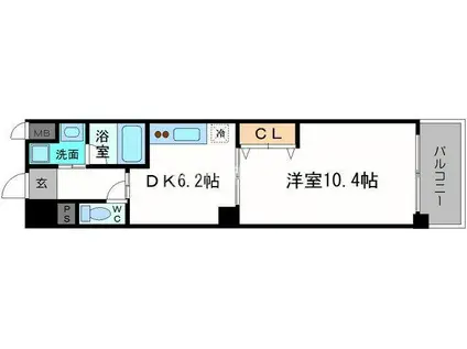 サザンクロス(1DK/9階)の間取り写真