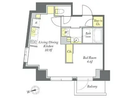 プライムメゾン清澄白河(ワンルーム/2階)の間取り写真