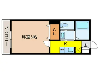 MARK DUO一ノ割III(1K/1階)の間取り写真