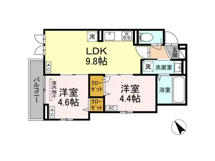 MAISON COCORU(2DK/3階)の間取り写真