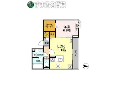 D-AVANCE美合西町(1LDK/1階)の間取り写真