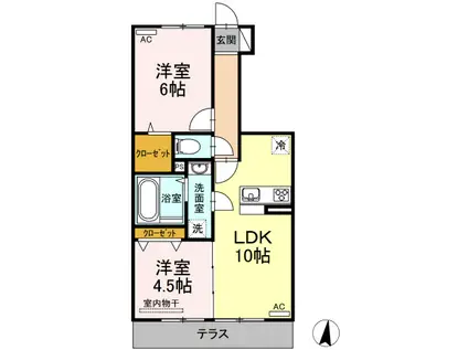 D-ROOM広崎(2LDK/1階)の間取り写真