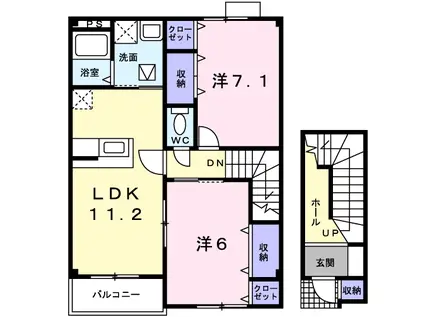 フロール(2LDK/2階)の間取り写真