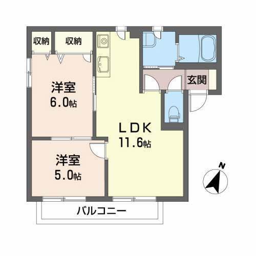 マーボヌール桜A(2LDK/1階)の間取り写真