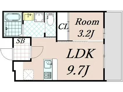 アドバンス京都リエートII(1LDK/2階)の間取り写真