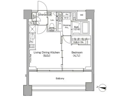 ザ・パークハビオ代々木初台(1LDK/5階)の間取り写真