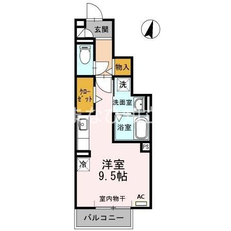 ヴィラ小山B(ワンルーム/1階)の間取り写真