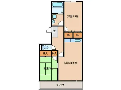 MNRKOKUBU(2LDK/3階)の間取り写真