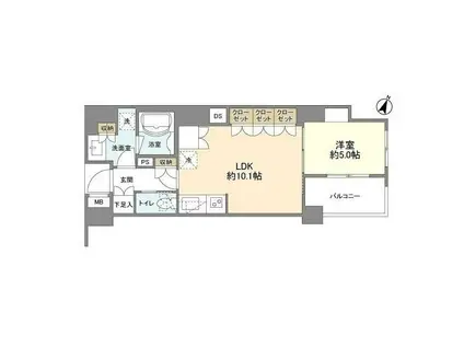 コスモリード市ヶ谷払方町(1LDK/2階)の間取り写真