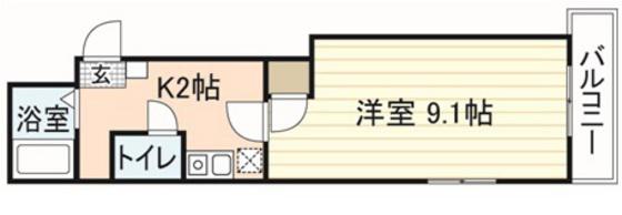 エンゼルハート(1K/4階)の間取り写真