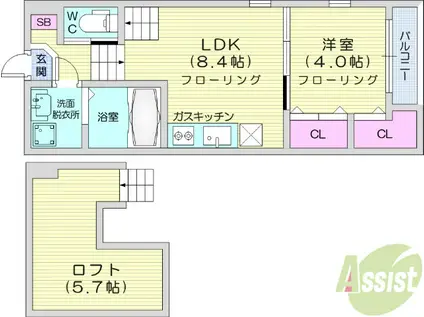 ハーモニーテラス東仙台Ⅸ(1LDK/1階)の間取り写真
