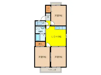 ウインドワード(3LDK/2階)の間取り写真
