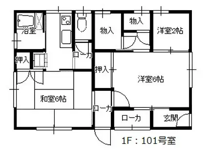 内海アパート(2K/1階)の間取り写真
