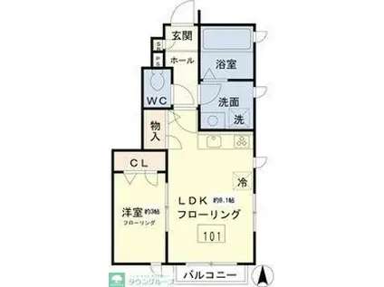 コーラルコート赤堤(1LDK/1階)の間取り写真