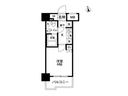 グラントゥルース門前仲町(1K/9階)の間取り写真
