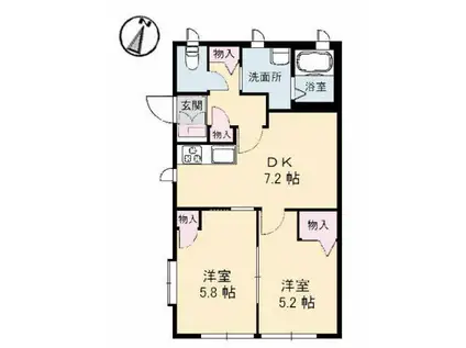 グランバリエ己斐中(2DK/1階)の間取り写真