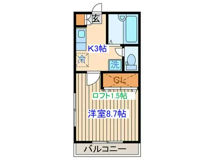 ノーブルカーサ川平(1K/2階)の間取り写真