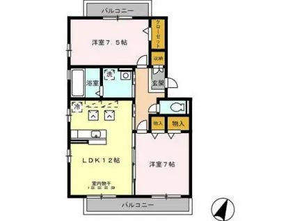 ガーデンアベリア(2LDK/1階)の間取り写真