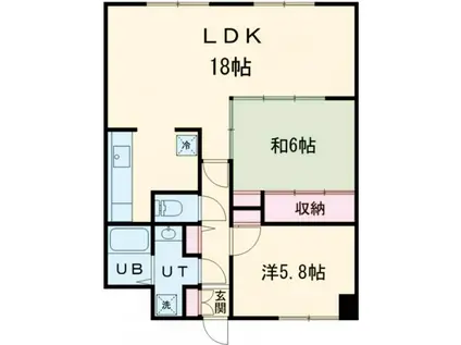 ライオンズマンション的場(2LDK/1階)の間取り写真